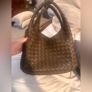 Brown Woven Leather Tote Bag